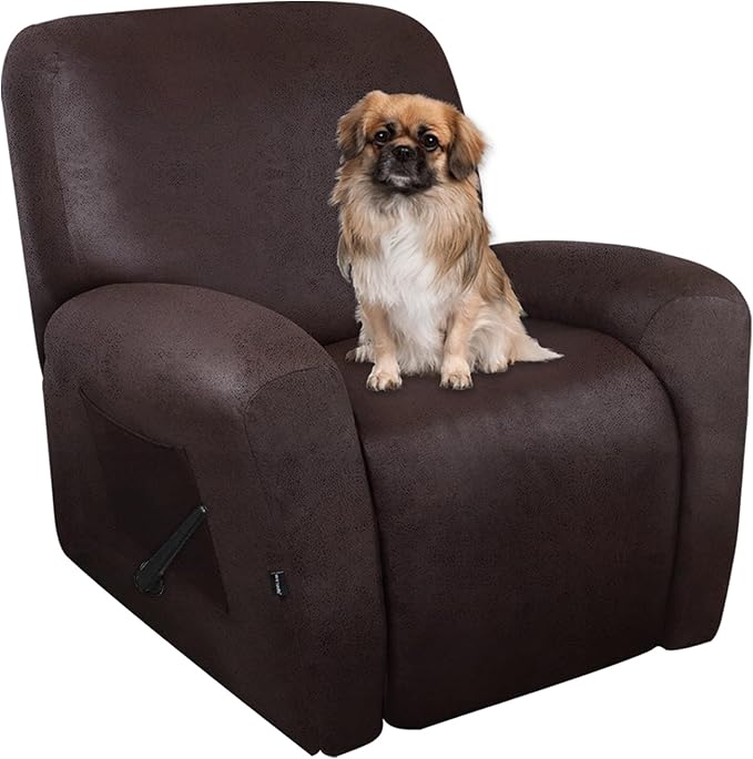 ANARACHON Leather Look Recliner Chair Covers Stay in Place 4-Piece Recliner