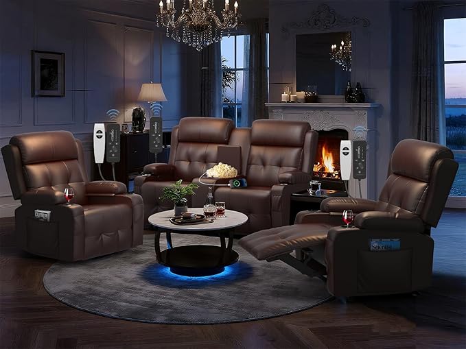 Recliner Sofa Set, Home Theater Seating Wall Hugger Recliners