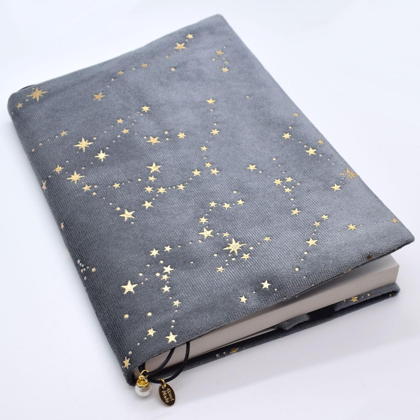 BLBMH A5 Journal Cover | Non-Stretch Fabric Notebook Cover with Bookmark, 5.5x8.3 Washable Privacy Protector for Paperback Bible Hardcover, Gift for Women - Velvet Grey