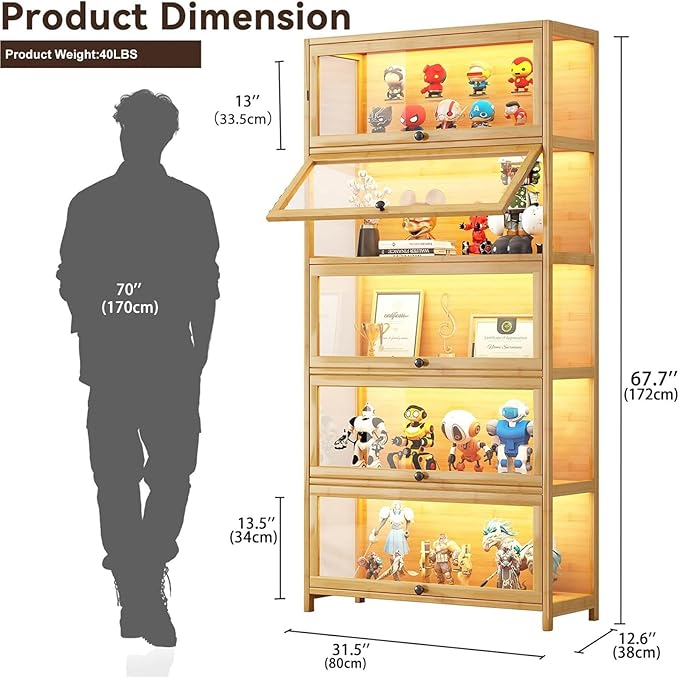 Display Cabinet with Acrylic Glass Doors 67.7'' Tall Curio Cabinet