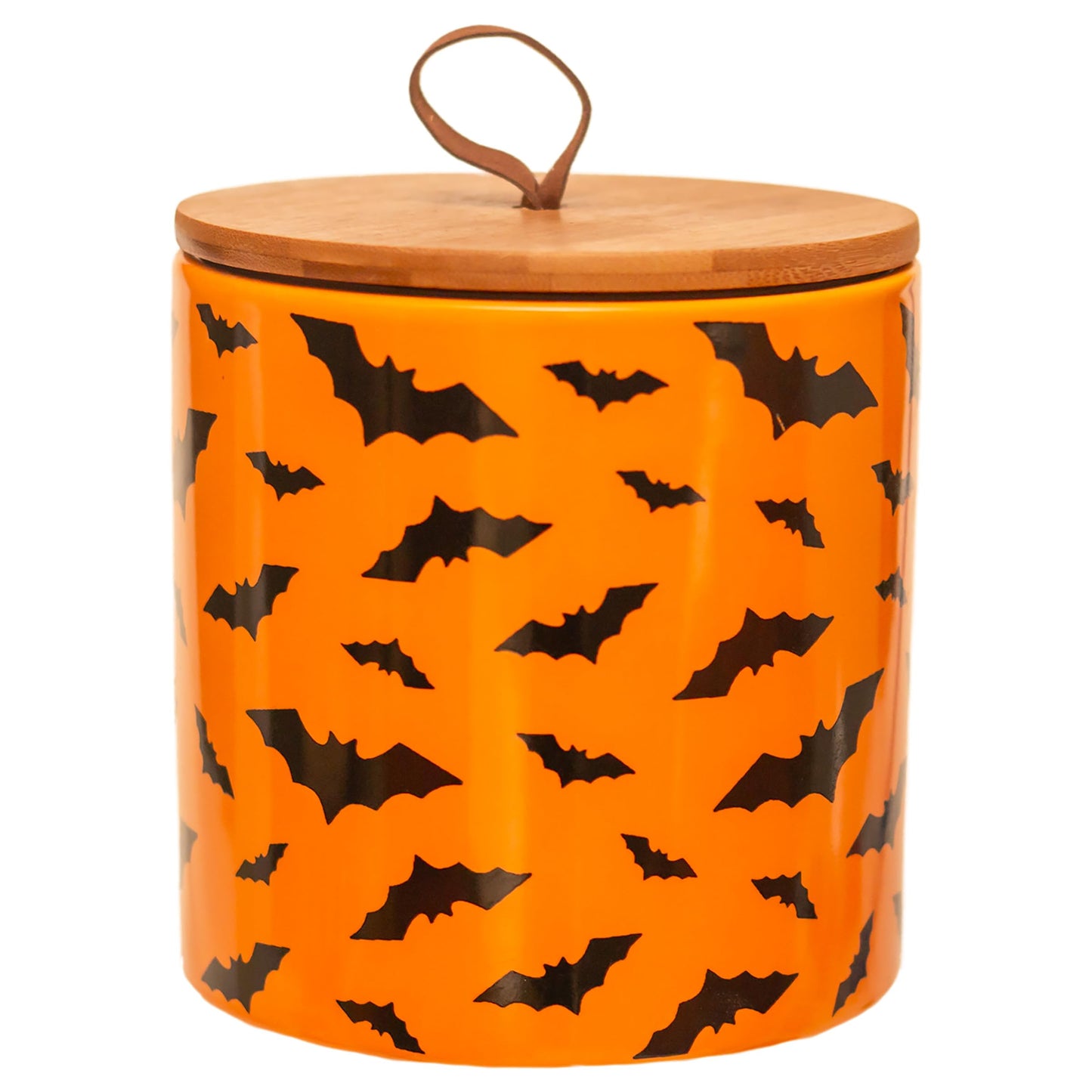 Boston International Halloween Ceramic Cannister with Lid, 5.75" x 5", Bats