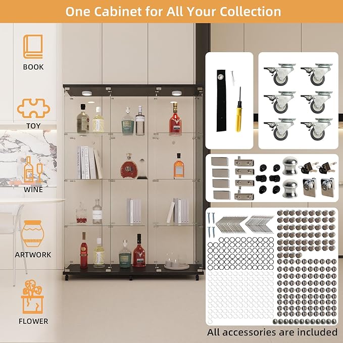 LFT HUIMEI2Y Glass Display Cabinet 12 Shelves