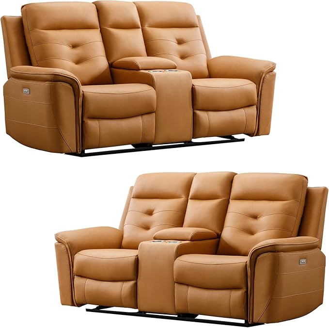 ANJ Oversized Power Reclining Loveseat Sofa Set of 2