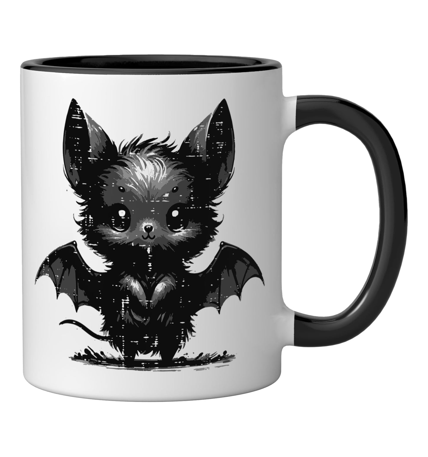 Halloween Gothic Bat Dark Aesthetic Costume Men Women Kids Ceramic Mug, Black/White