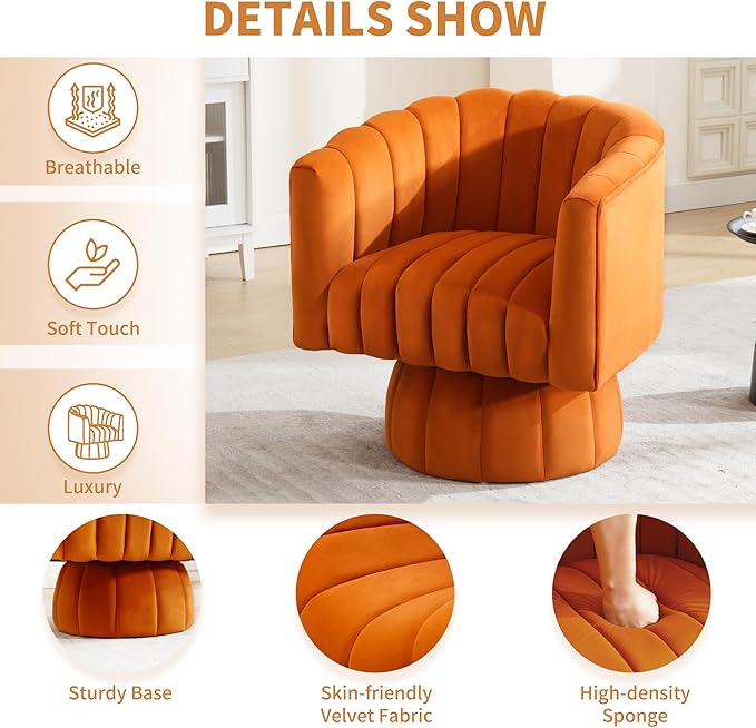 Swivel Accent Barrel Chair Set of 2- Cute Comfy Small Round 360° Arm Chair