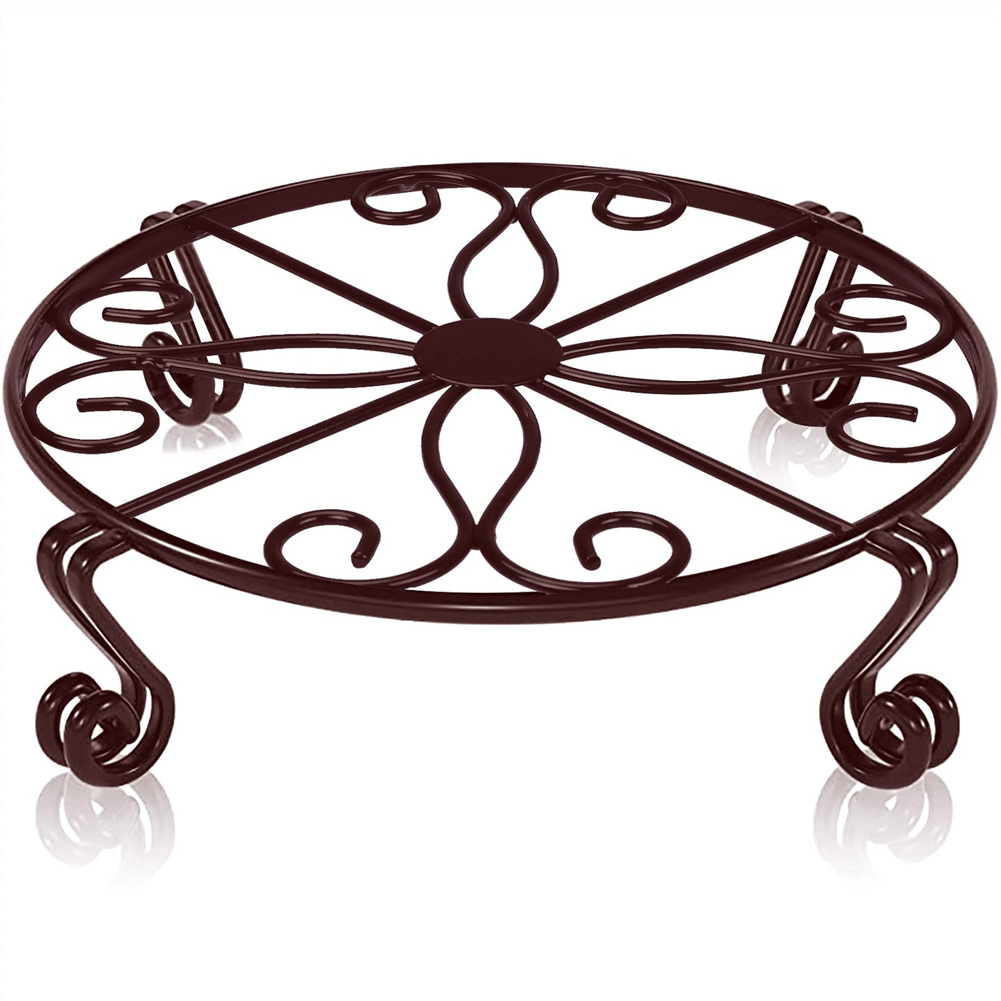 Autopromake Brown Plant Stand for Flower Pot Heavy Duty Potted Holder Indoor Outdoor Metal Rustproof Iron Garden Container Round Supports Rack for Planter Bronze, Pumpkin Stand Outdoor