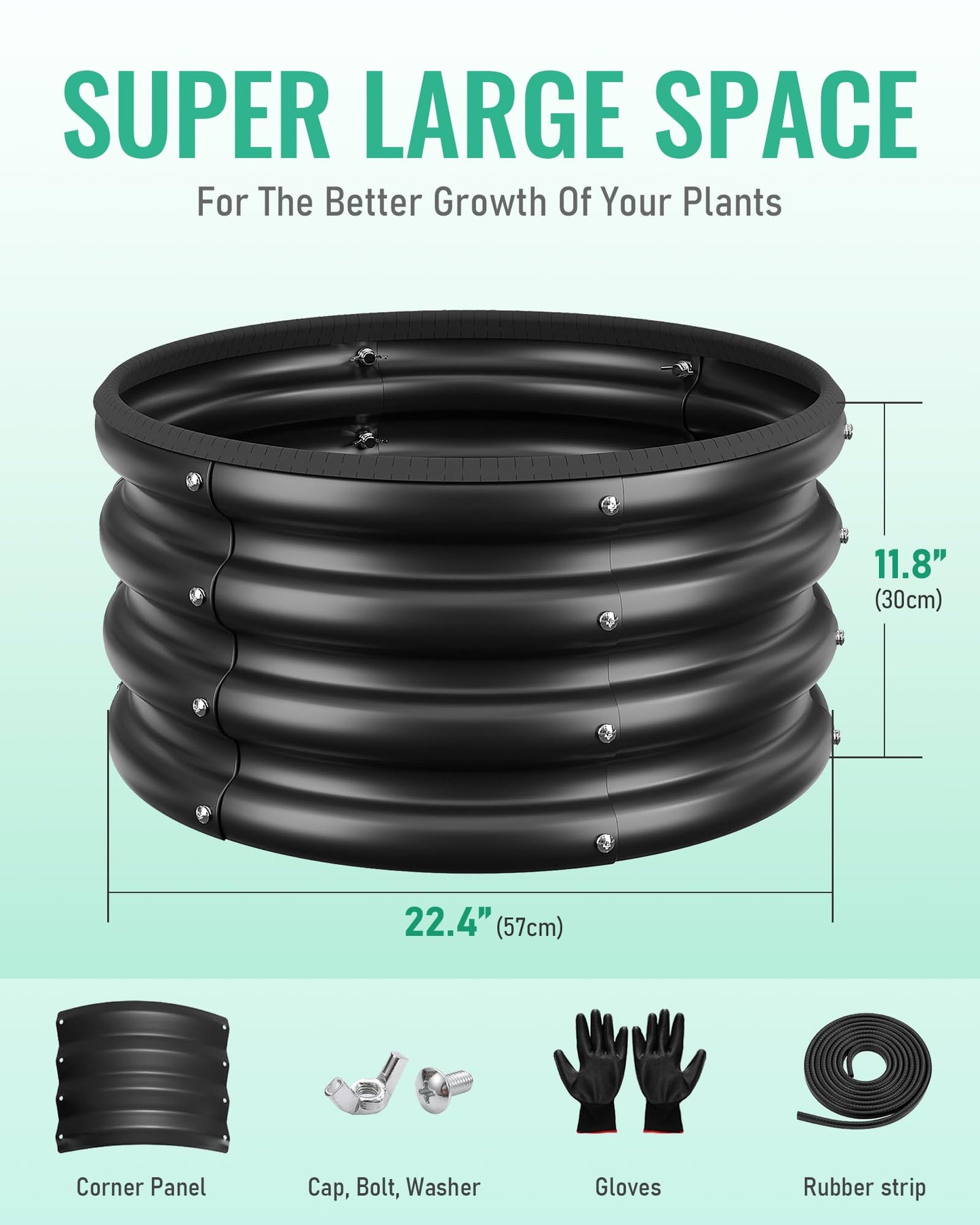 ZXZYHFTY Raised Garden Bed, 0.6 mm Galvanized Steel Round Planter Box with Open Bottom, Black, 2 x 2 x 1 FT, 2 Pack
