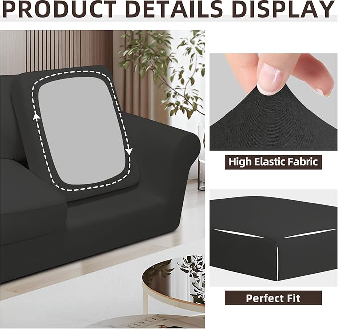 Easy-Going 7 Pieces Stretch Couch Cover Washable Sofa Cover Set