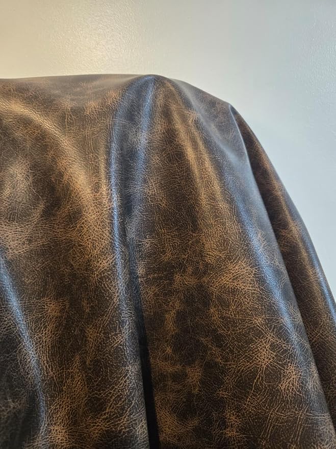 Brown Vintage Distressed Antiqued Faux Leather Fabric PU Peta Approved Vegan