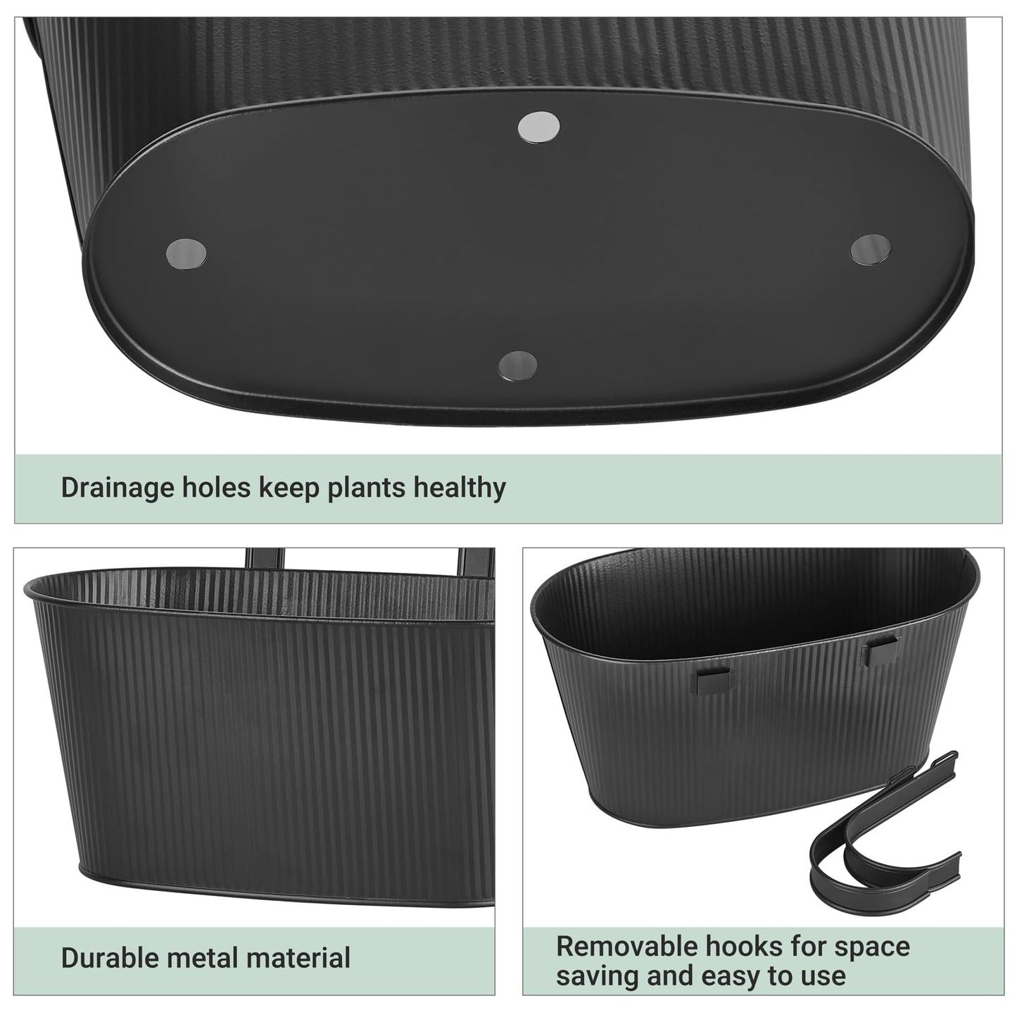 Metal Railing Planter Box 3 Pack and Small Artificial Flowers in Ceramic Vase for Decor
