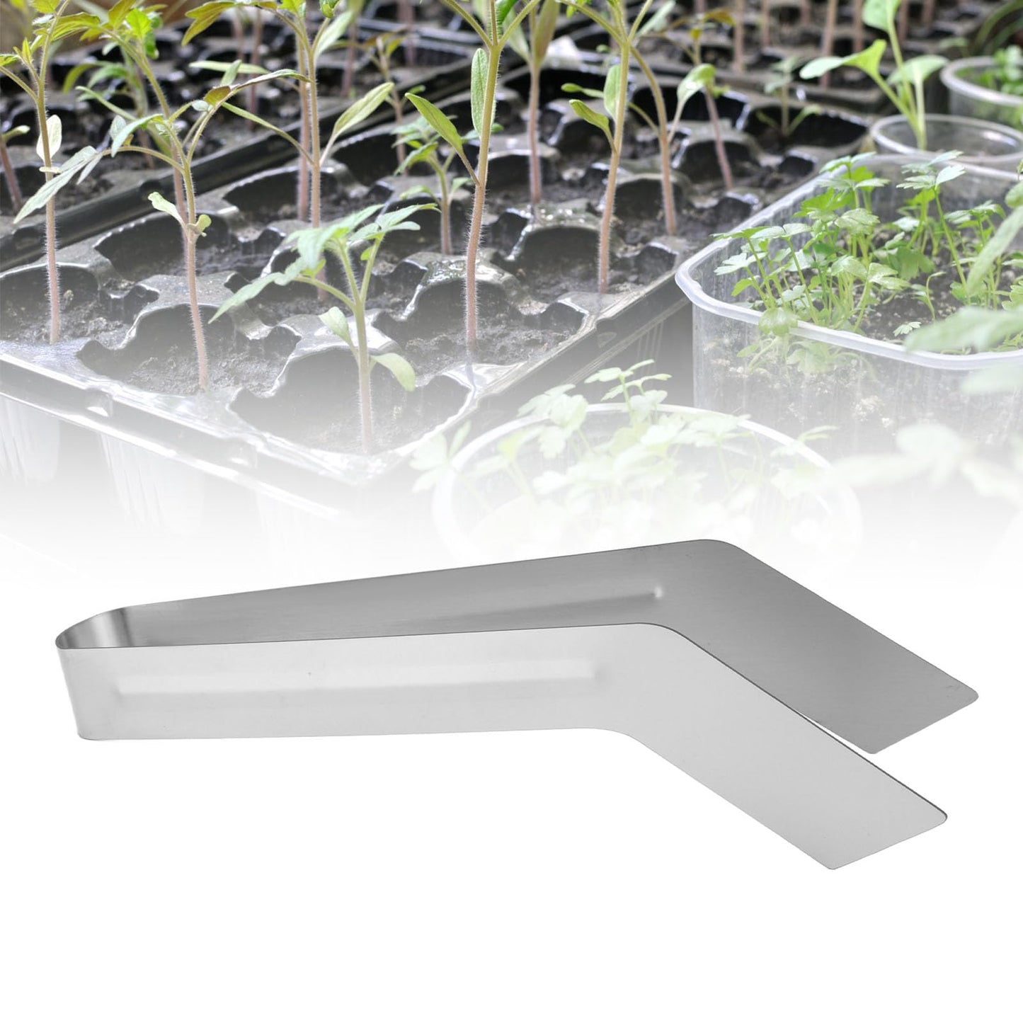 Stainless Steel Seedling Transplant Tong Convenient Package Seedling Remove Transplant Plier, Seedling Transplant Tong for Reducing Root Damage Germination TraysPlant Germination (S 10x7x4cm / (L