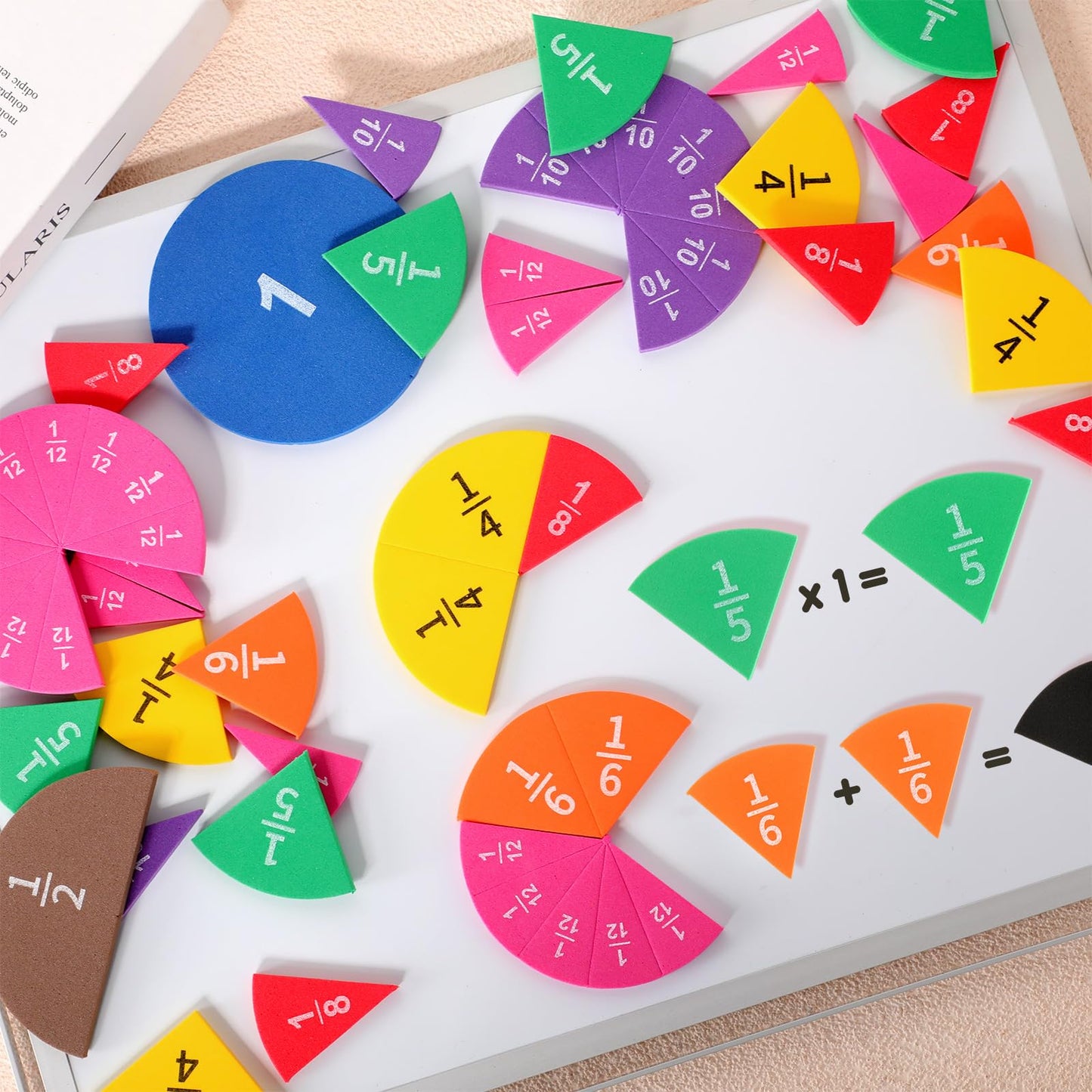 Sayglossy 12 Sets Fraction Set for Math Classroom Fractions Manipulatives Math Manipulatives for Home School Supplies (Circles)