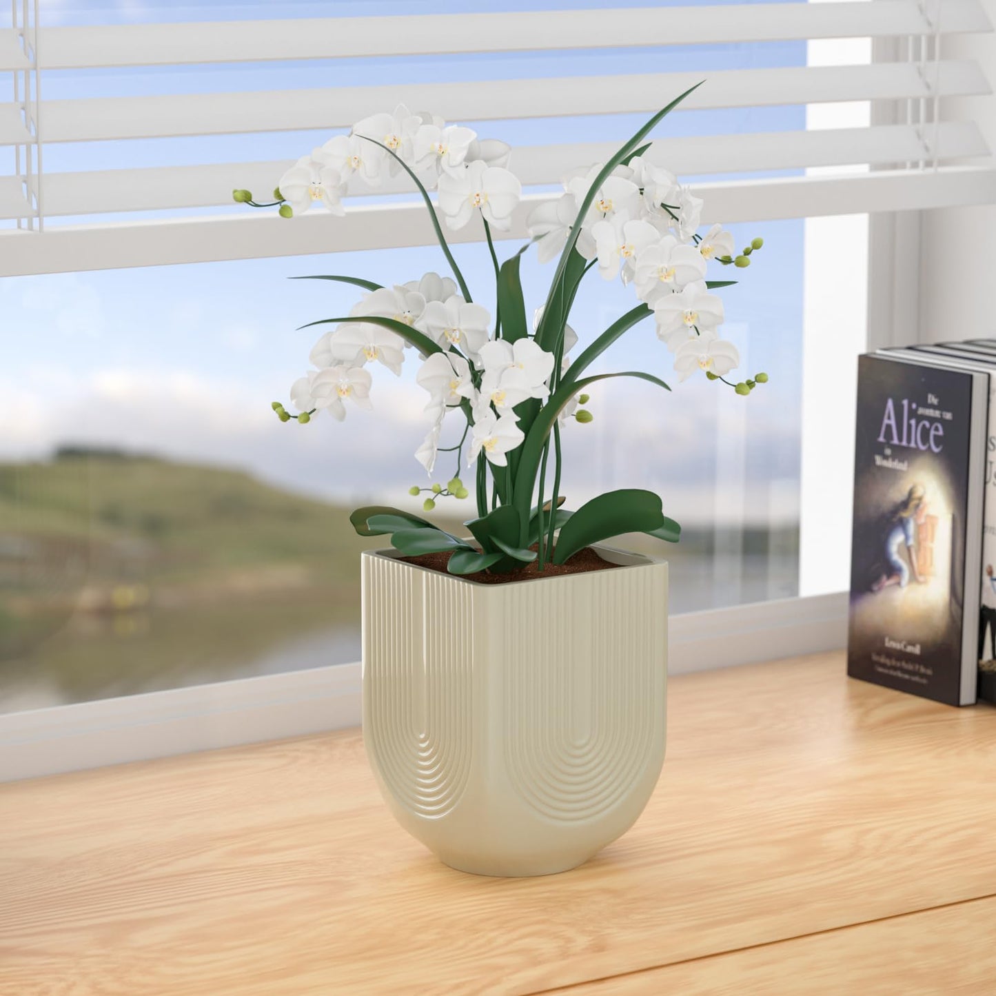 XiHuaer Ceramic Planter, 6 Inch Plant Pot with Drainage Hole, Indoor Outdoor Planter Flower Pots, Ivory Pot for Plants