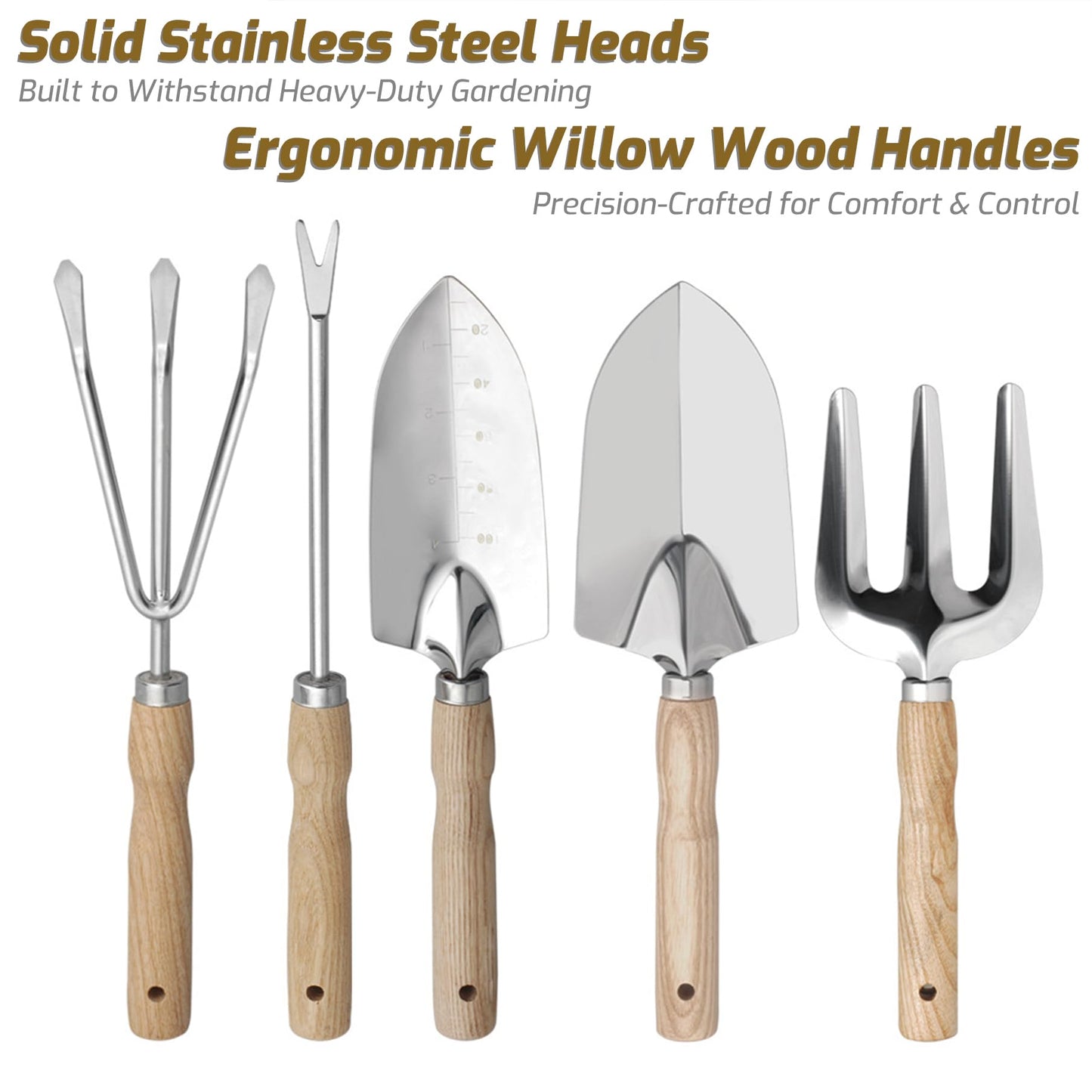 SMOOTHWIND 13-Piece Garden Tools Set with Tote Bag & Apron, Repotting Mat - Stainless Steel Heavy Duty Planting Kit, Ergonomic Non-Slip Handles - Gardening Gift for Women, Mom, Home Gardeners