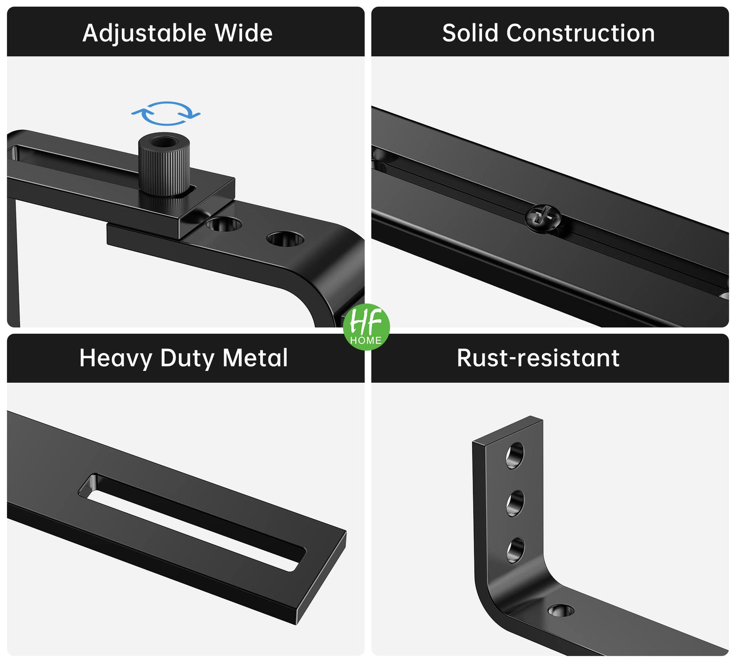 HFHOME 4PCS Adjustable Planter Window Box Planters Hanging Flower Box Holders Brackets, Heavy Duty Wall Mount Holder for Windowsills, Garden, Fences, and Balcony - Black