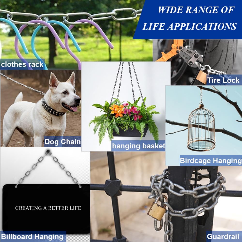 50ft Hanging Chain,304 Stainless Steel Chain, 1/16" Jack Chain, Metal Chains are Customizable for Hanging Bird Feeders/Dog Leashes/Signs & DIY Projects(1.5mm with Spool)