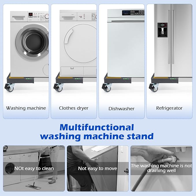 Nefish Heavy Duty Dolly for Washing Machine Adjustable Mini Fridge Stand washer