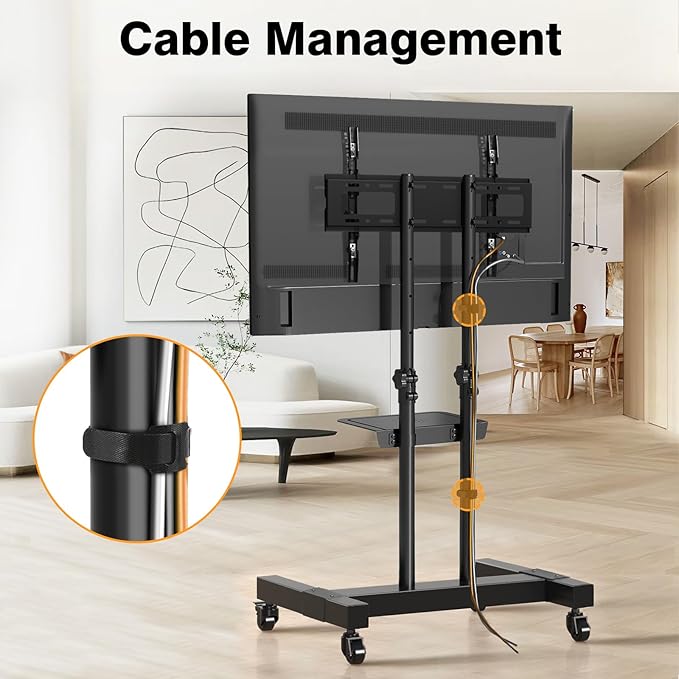 TAVR Furniture Mobile TV Stand Rolling TV Cart Floor Stand