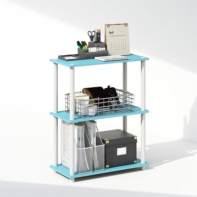 Furinno Turn-N-Tube Book Shelf, 3-Tier Bookshelf, Bookcase