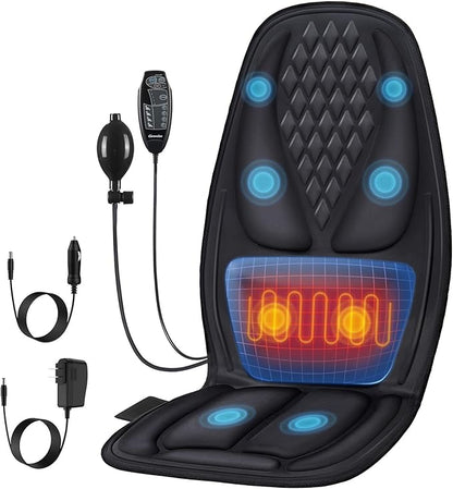 Back Massager with Heat with 8 Motors, Massage Chair Pad, Seat Massager with Back Traction for Full Body Massage, Massage Cushion for Home/Office/Valentine's Day
