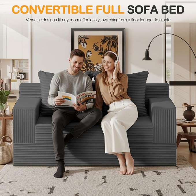 Erament Convertible Sofa Bed, Loveseat Folding Floor Futon Sleeper Sofa Couch