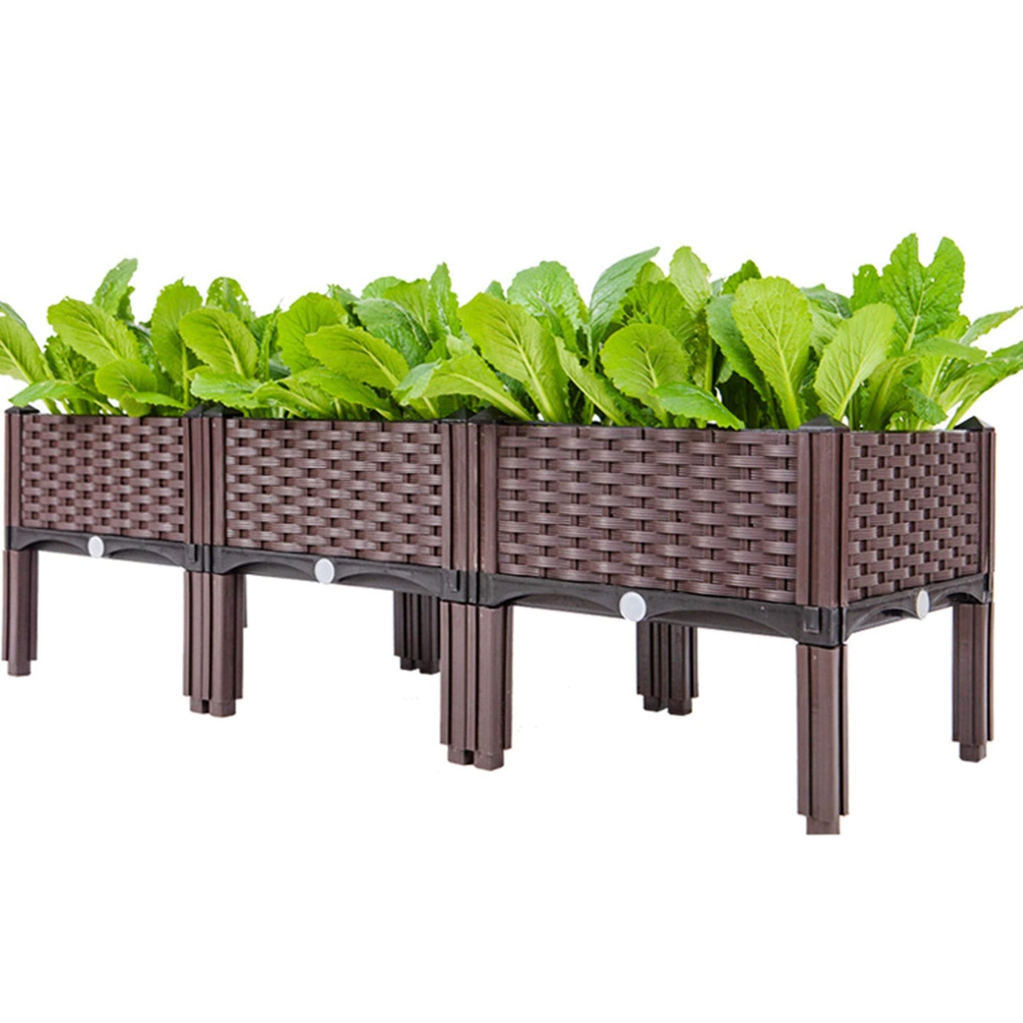 FMXYMC Elevated Planting Box, Outdoor Planter Boxes with Legs, Modern Rattan-Style Plastic Plant Stand, Garden Raised Bed for Vegetables,48"x16"x14"/120x40x36cm