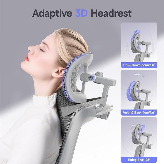 Ergonomic Office Chair with 3D Headrest, Computer Chair with Adjustable