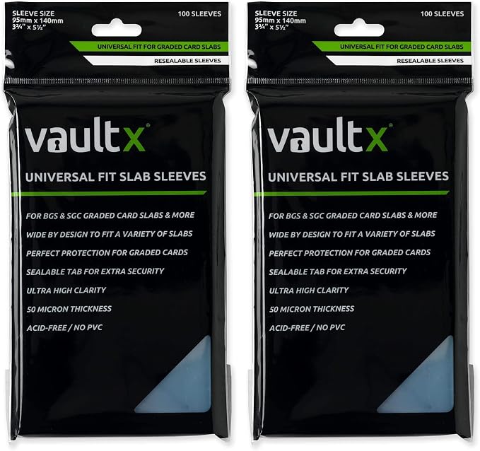 Vault X Graded Trading Card Slab Sleeves, Bags for Universal Fit for BGS, SGC, ACE Cases and More, Collectible Card Games, Sports, TCG (200 Pack)