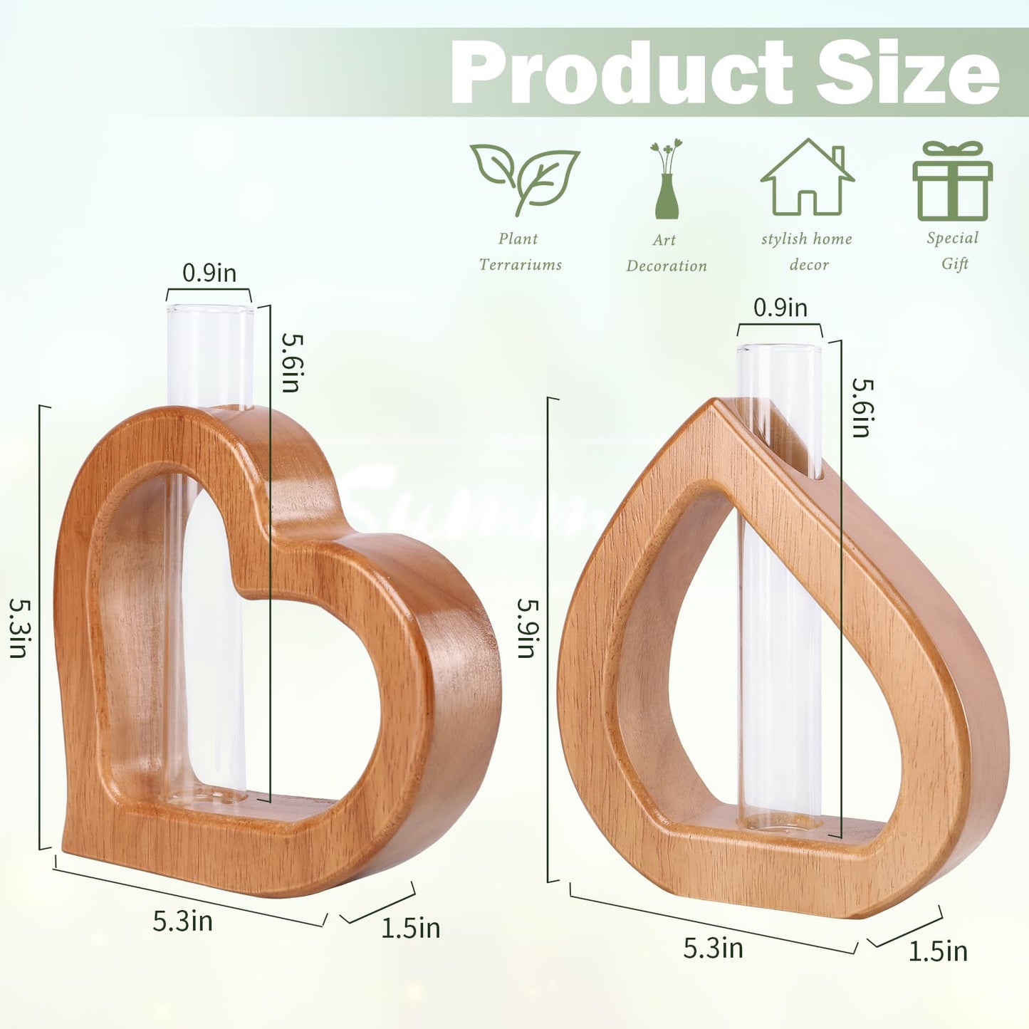 Chonsun Plant Propagation Stations 2 PCS Wall Hanging Planters for Indoor Plants Glass Tubes Home Decorations Gifts Terrarium Plants Live