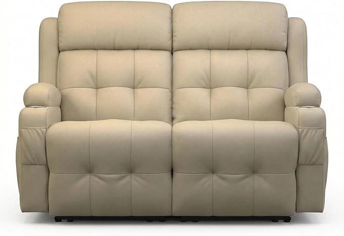 Reclining Loveseat with Pebble Texture Fabric, Loveseat Recliner with USB/Type