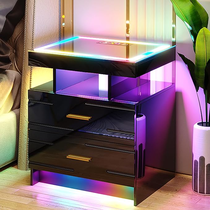 HNEBC LED Nightstand Set of 2
