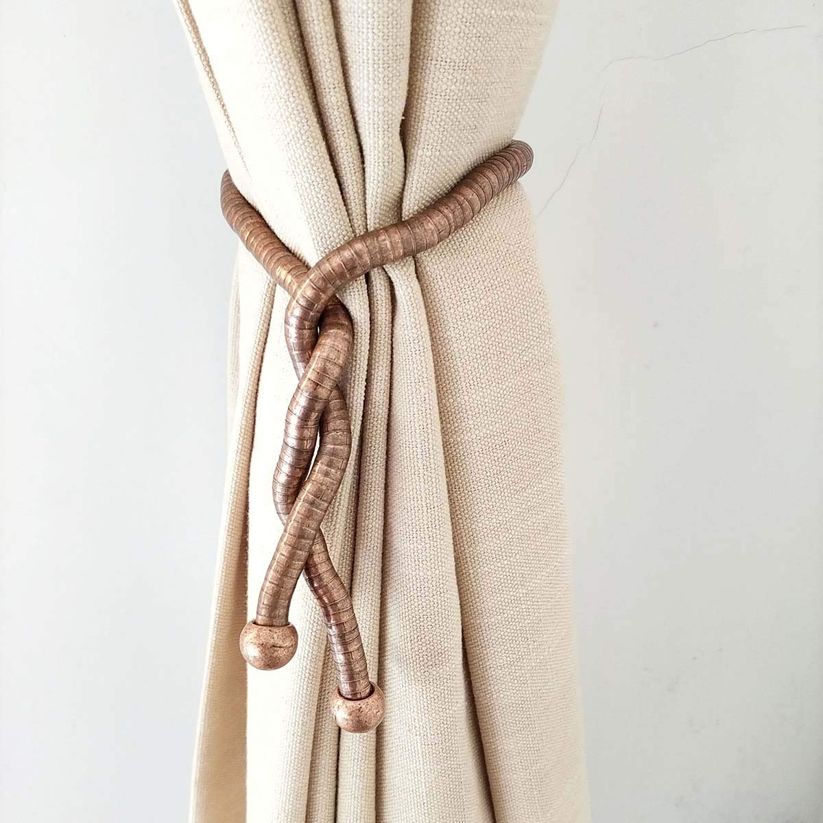 KXLIFE Curtain Tiebacks Clips, Decorative Drapes Holdbacks, Handmade Metal Rope Tiebacks, Creative Window Drapes Twist Tie Backs, Curtain Holders(Antique Copper, 2 Pack)
