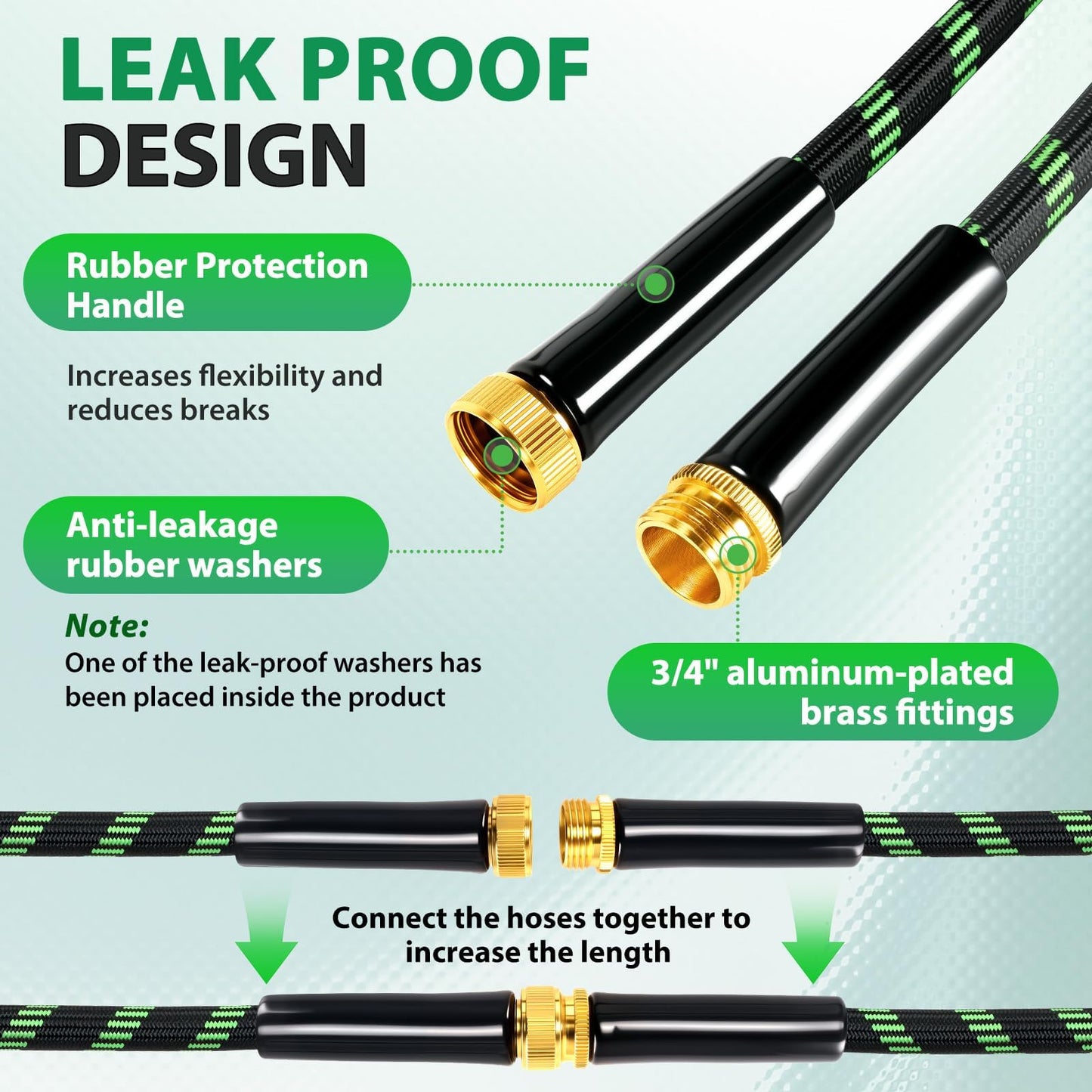 Ahititi Garden Hose 25 ft Water Hose Flexible Non-Expandable Outdoor Heavy Duty Lightweight Leakproof Kink-free flex Watering Hose Pipe for 3/4 inchs Fitting Yard Lawn Outside Car Wash