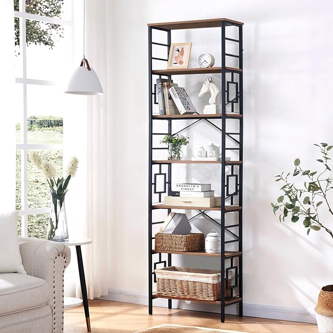 HOMISSUE Tall Bookshelf, 84 Inch Industrial Bookshelf
