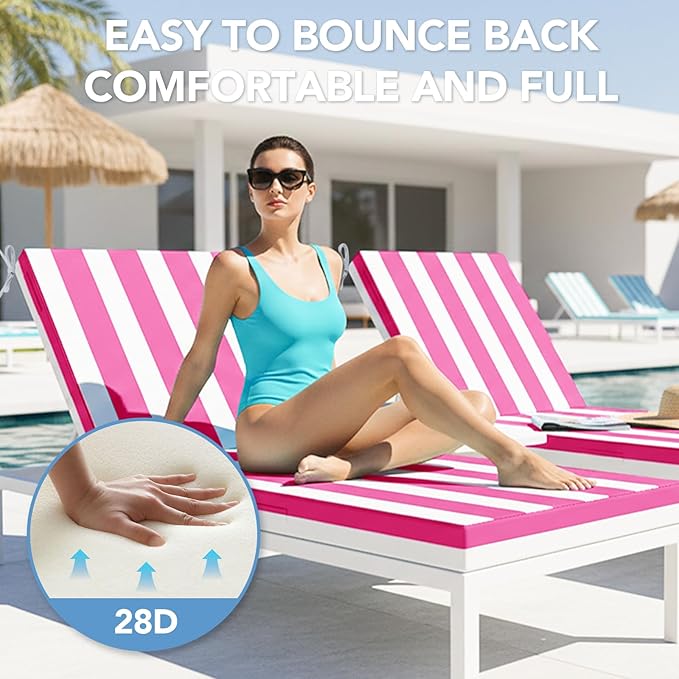 L'AGRATY Outdoor Lounge Chaise Cushion: 72x21x3 Inch Waterproof Lounge Chair