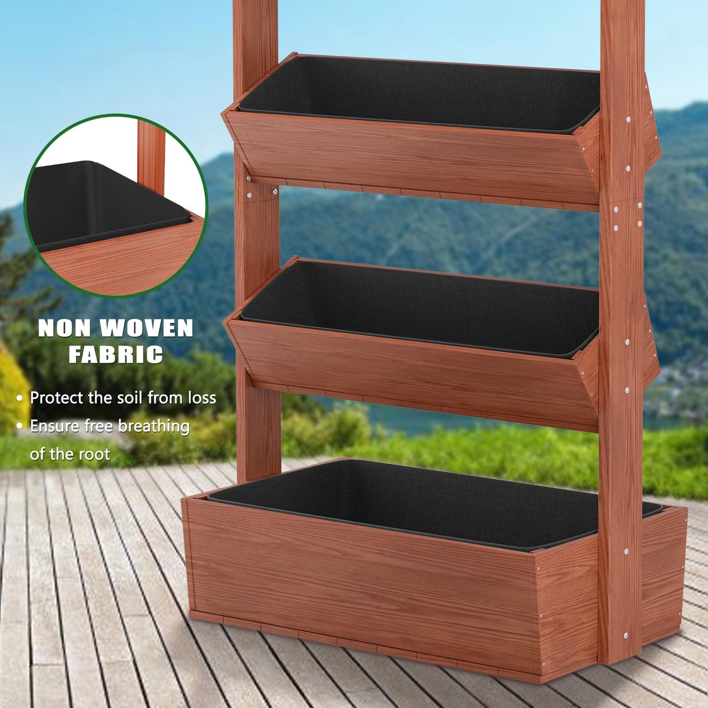 UrGROWA Wooden Vertical Raised Garden Bed, 5 Tier Garden Planters Raised Beds Freestanding Plant Stand Flower Rack Wooden Planter Box for Plants Herbs Flowers Vegetables Outdoor Indoor Gardening