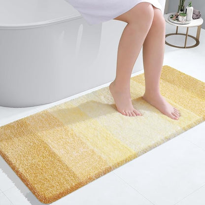 OLANLY Bathroom Runner Rugs Mat 44x24, Extra Soft Absorbent Microfiber Bath Rug, Rubber Backing, Quick Dry, Washable Long Bath Mats for Bathroom, Tub and Shower, Home Decor Accessories, Light Yellow