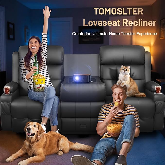 3-Seater Loveseat Recliner Sofa, Home Theater Seating Reclining Couch