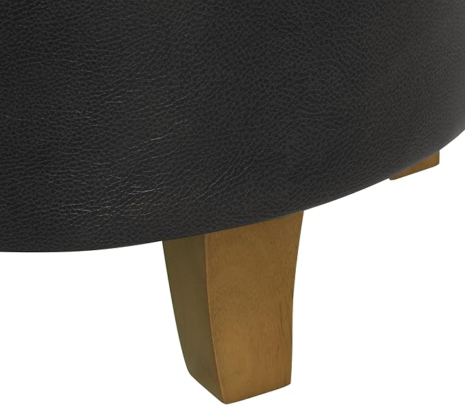 Homepop Home Decor | Upholstered Round Faux Leather Tufted Foot Rest Ottoman |