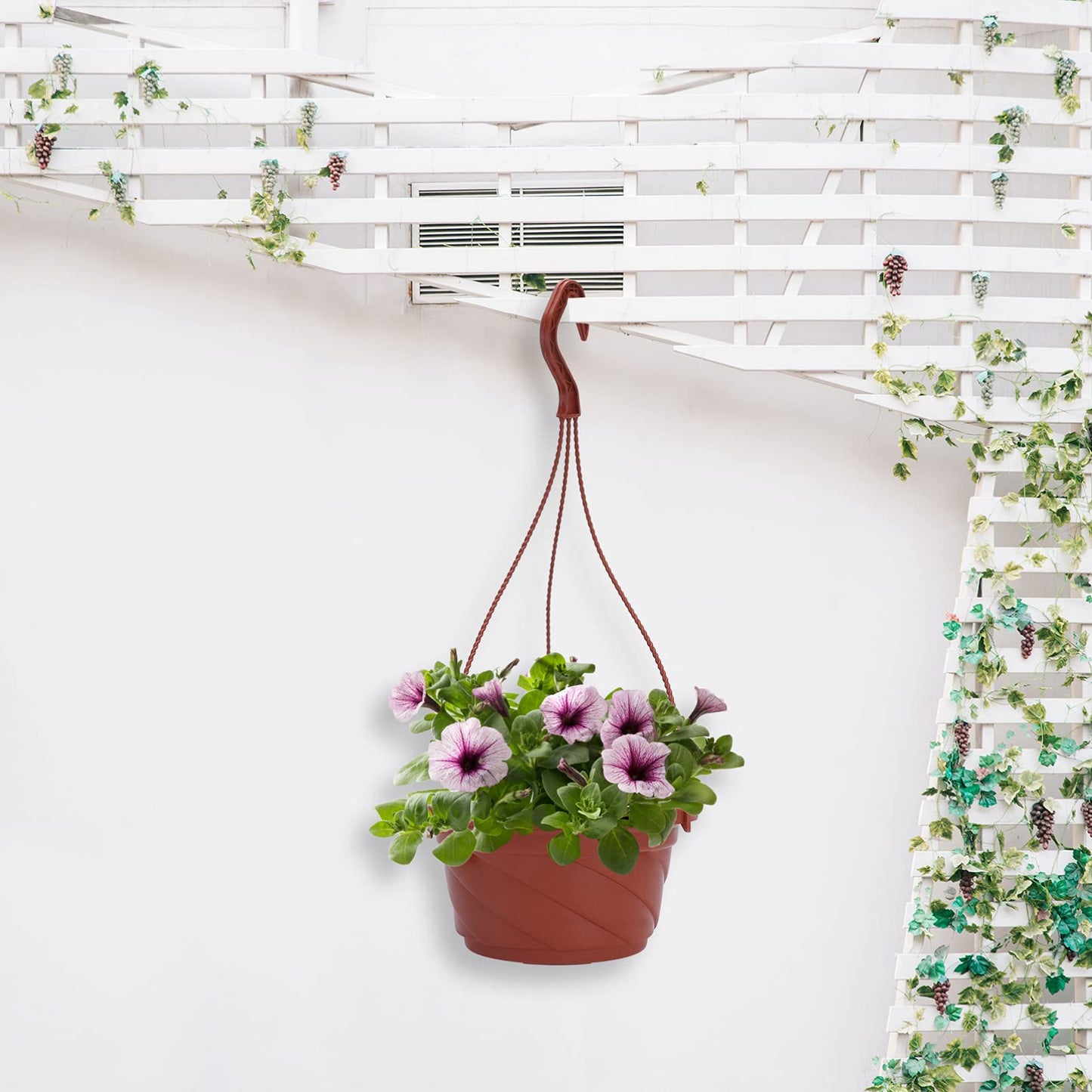 10 Sets Plastic Hanging Planters with Drainage Holes and Detachable Hooks - 6.7 Inch Small Hanging Flower Pots for Indoor Outdoor Plants, Windows, Balconies, and Garden Fences