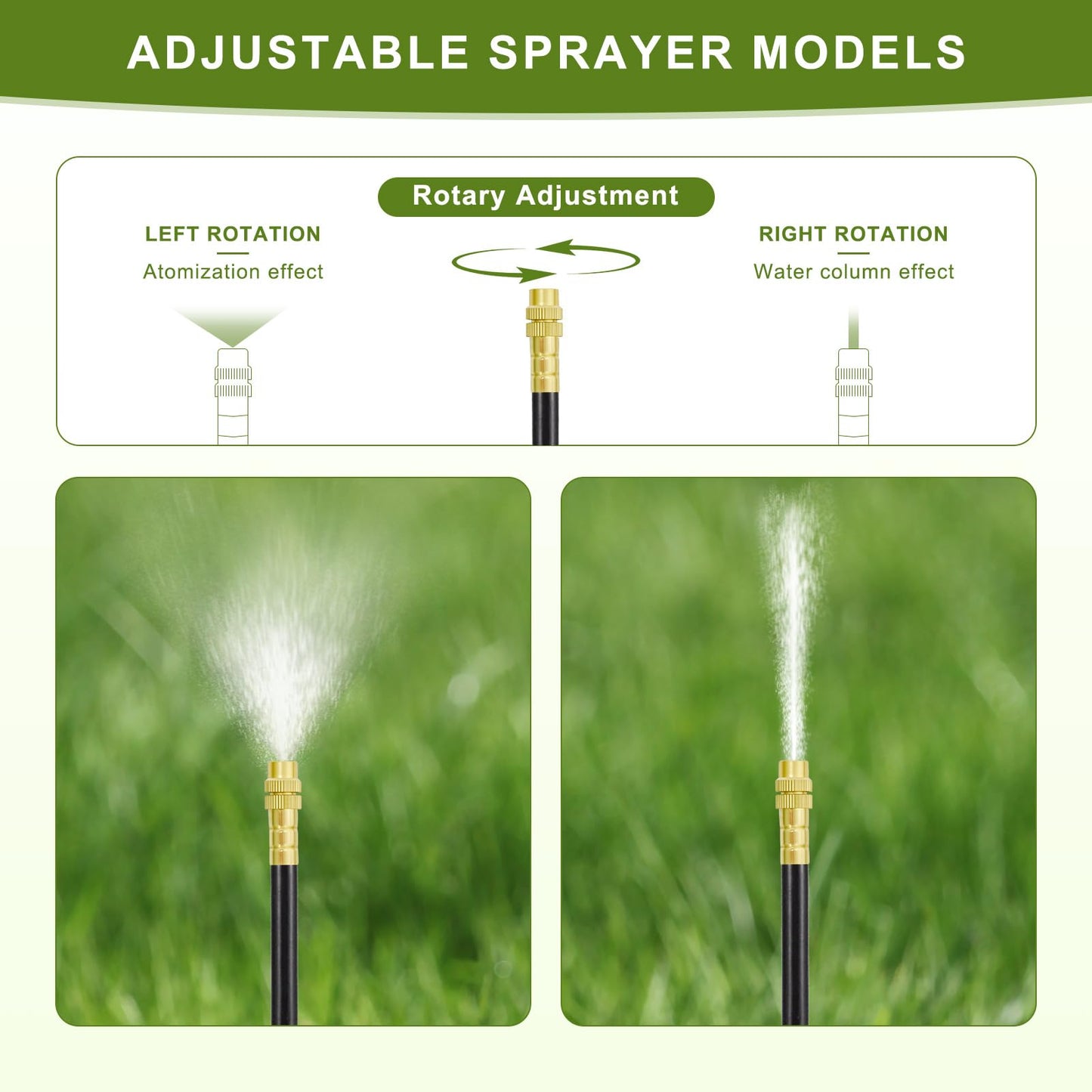 Automatic Drip Irrigation Kit - 50FT with Tool-Free Quick Connectors, 15 Copper Atomizing Nozzles & 360° Bendable Spray for Garden, Greenhouse, Lawn, Plants