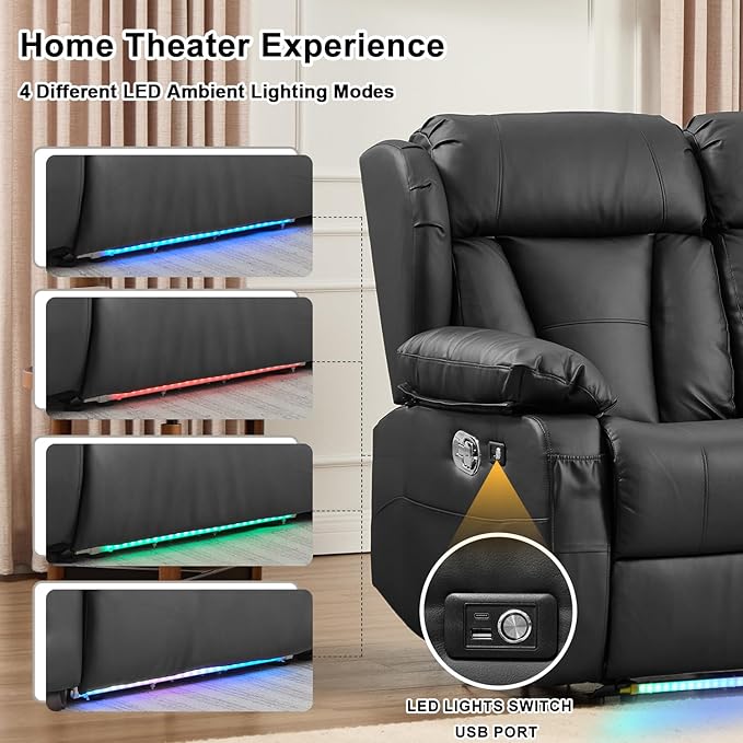 58.3" Reclining Loveseat Sofa, RV Loveseat Recliner Couch