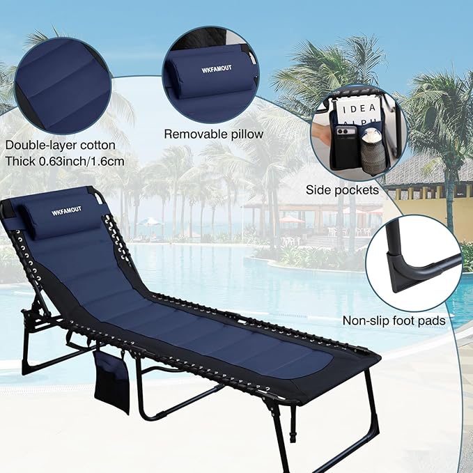 Oversized Padded Outdoor Folding Lounge Chair