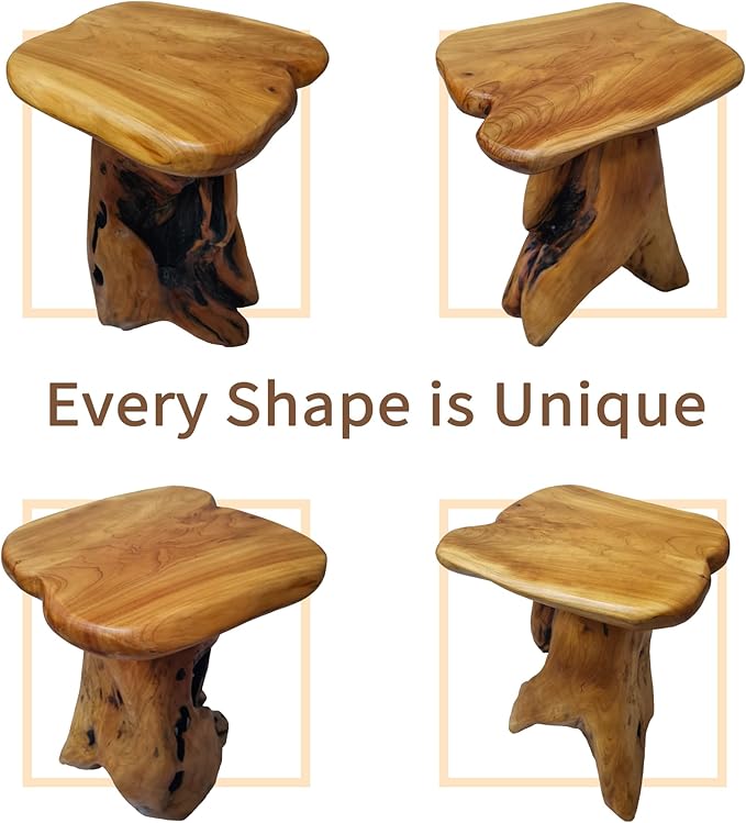 Brefhome 18.9" Tall Cedar Tree Stump Stool, Natural Wood Side Table,