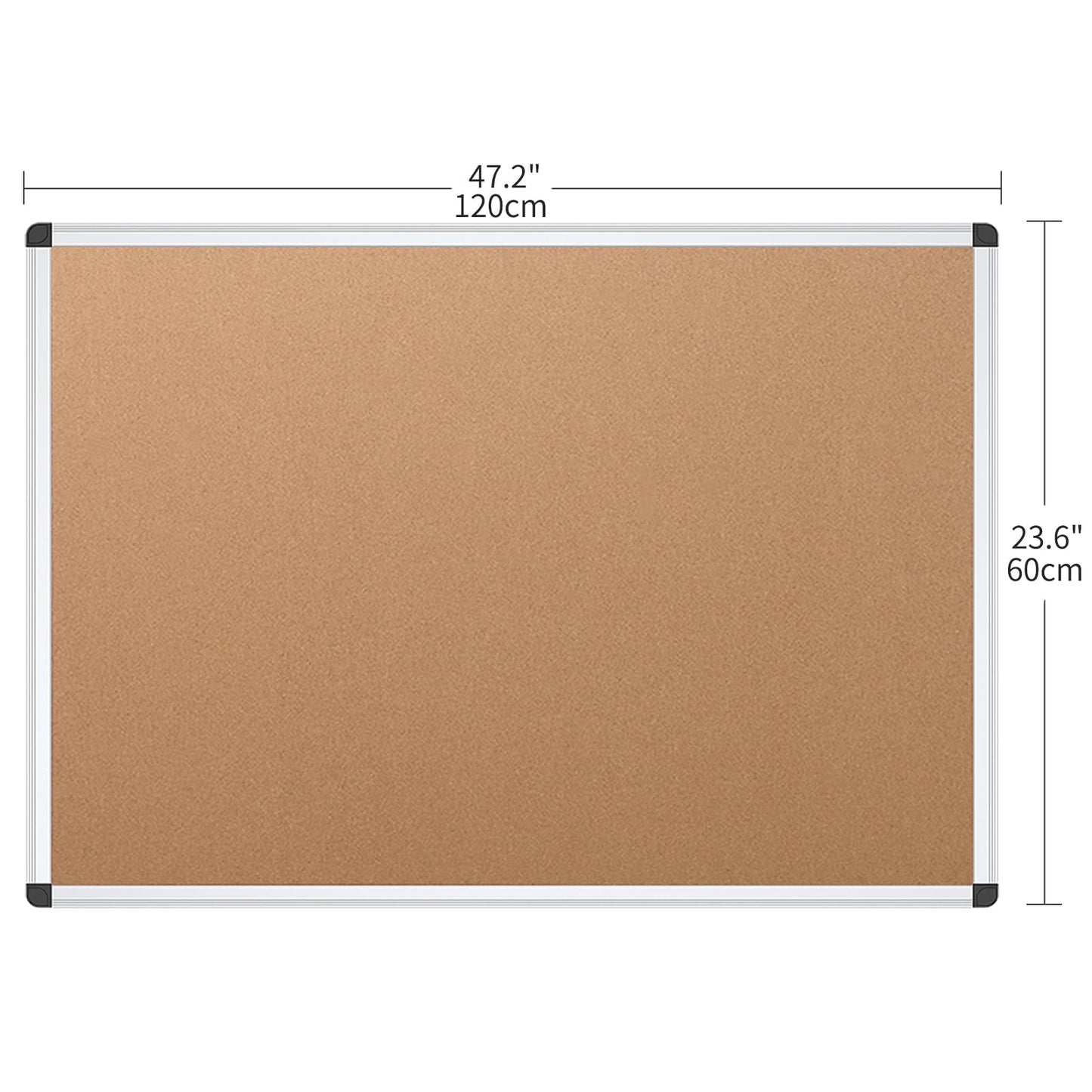 VIZ-PRO Cork Notice Board, 48 X 24 Inches, 3 Pack, Silver Aluminium Frame
