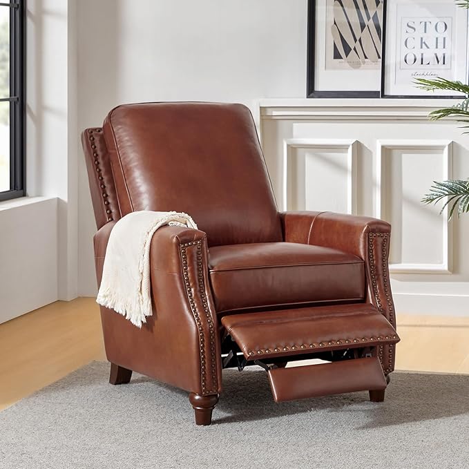HULALA HOME Genuine Leather Manual Recliner Chair