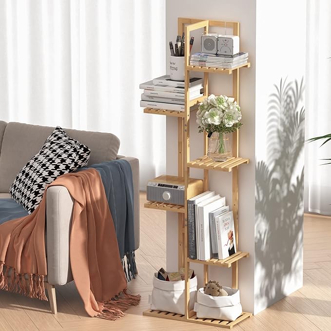 Laiensia Bamboo Plant Stand Rack 6 Tier, Indoor&Outdoor Planter Display Shelves
