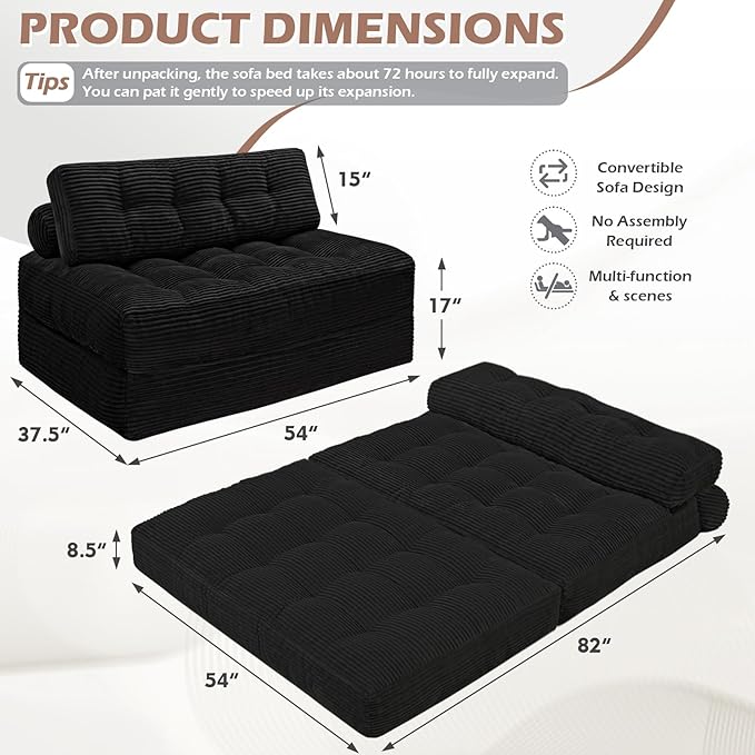 Folding Sofa Bed, Convertible Sleeper Chair