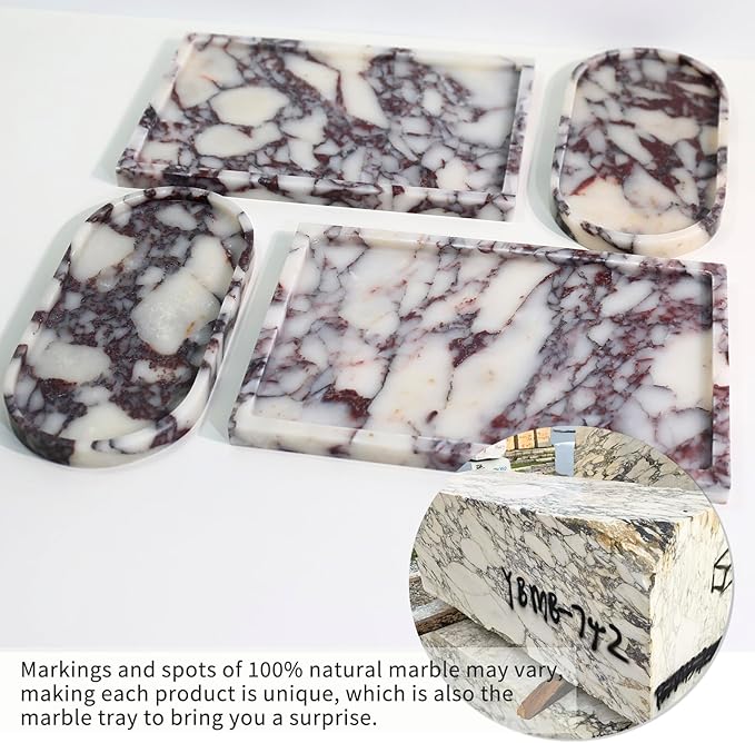 Real Luxurious Natural Marble Vanity Tray Genuine Marble Storage Tray