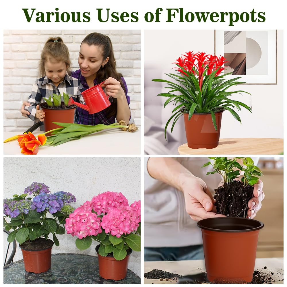 Cidenbio Nursery Pots 100 PCS 6 Inch Plant Pots with 100 Labels, Planting Pot for Plants Indoor Outdoor, Plastic Flower Pot for Seedlings Transplanting Small Plants Growing